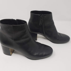 Tory Burch black and gold leather ankle booties 8M